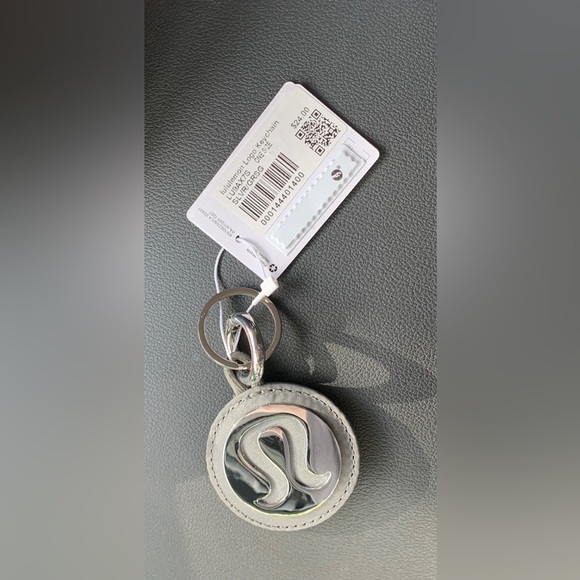 NWT Lululemon Logo Bag Charm & Keychain Gray Sage Silver - Picture 3 of 5